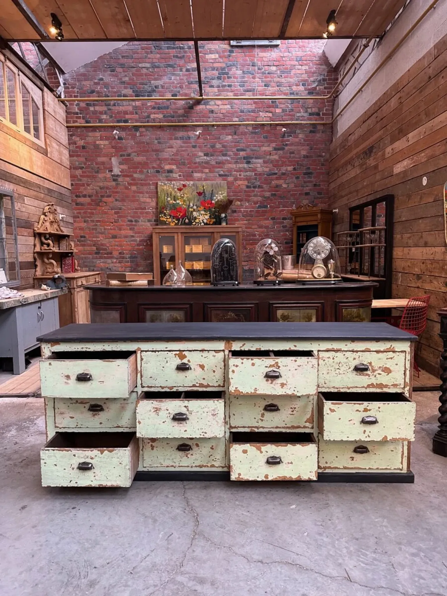 Workshop furniture from the early 20th century.