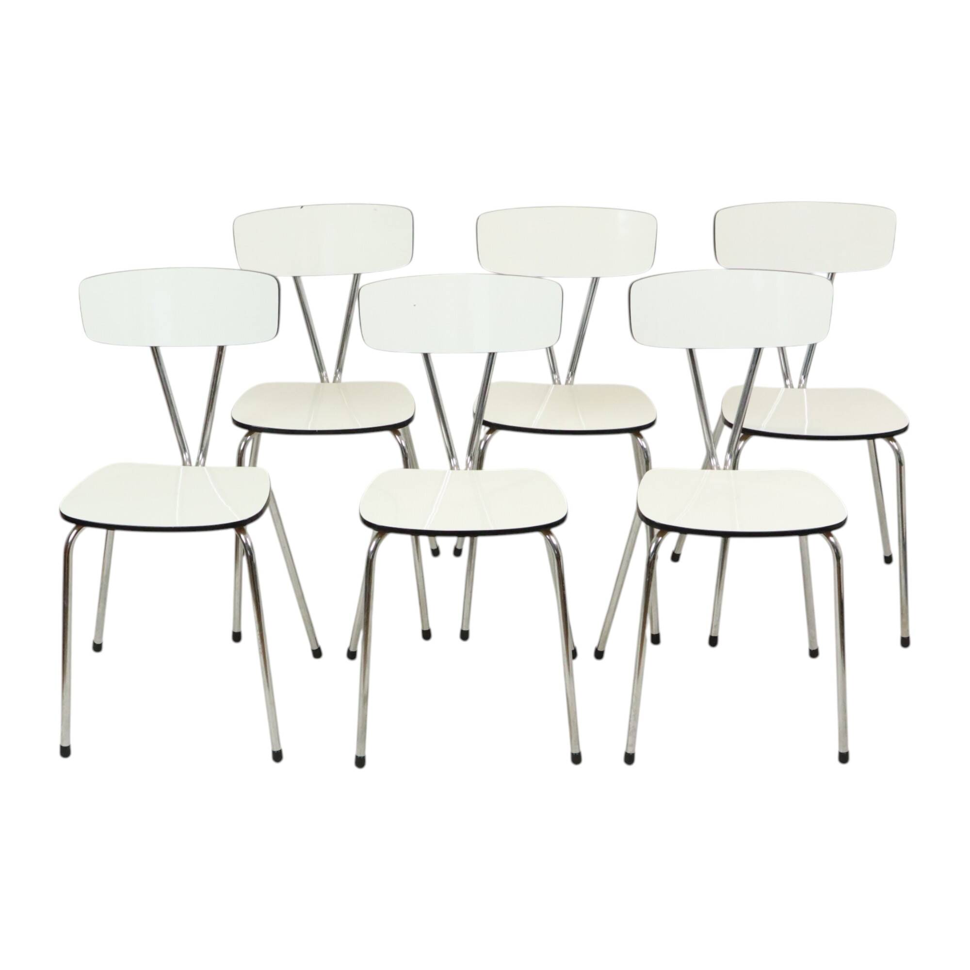 Set of 6 Gray Formica Chairs Chrome Dining Room Chairs Sixties