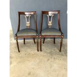 Pair of mid-century empire style seat chairs