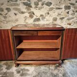 Buffet art déco français en noyer et acajou avec plateau en marbre, fin des années 1920