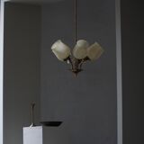 Brass and Glass Mid-Century Chandelier by Itsu, Finland, 1950s