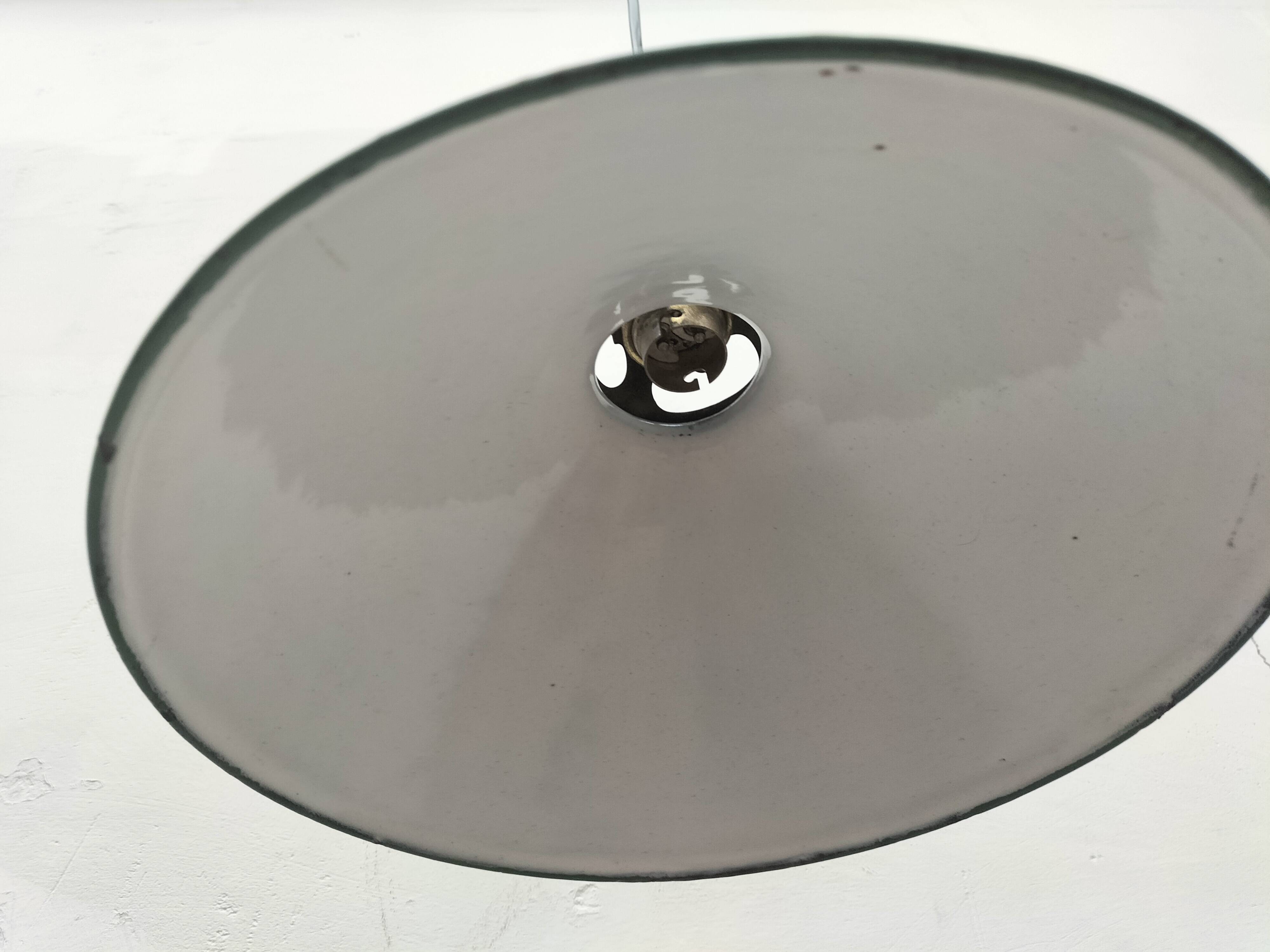 Enameled sheet metal cone pendant light