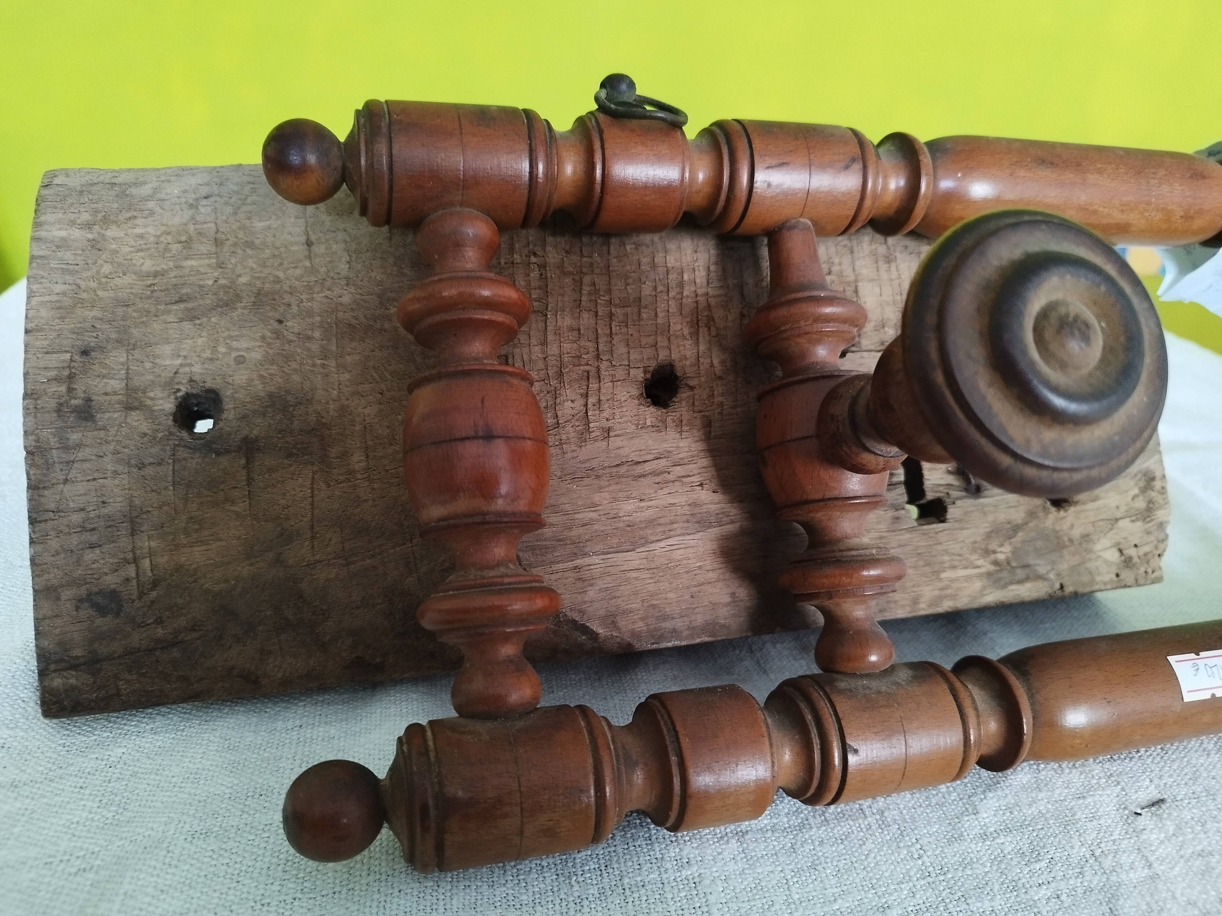 Old wooden wall coat rack