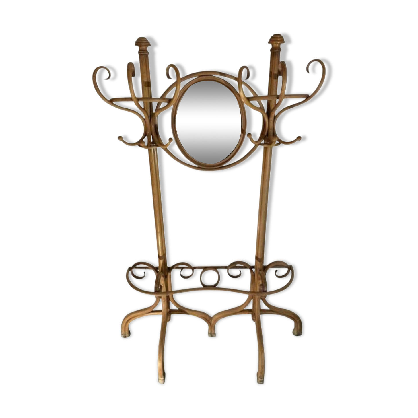 Double curved wood mirror coat rack by michael thonet gebrüder / freres, 1888