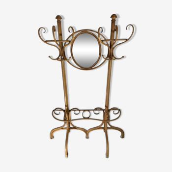 Double curved wood mirror coat rack by michael thonet gebrüder / freres, 1888