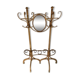 Double curved wood mirror coat rack by michael thonet gebrüder / freres, 1888