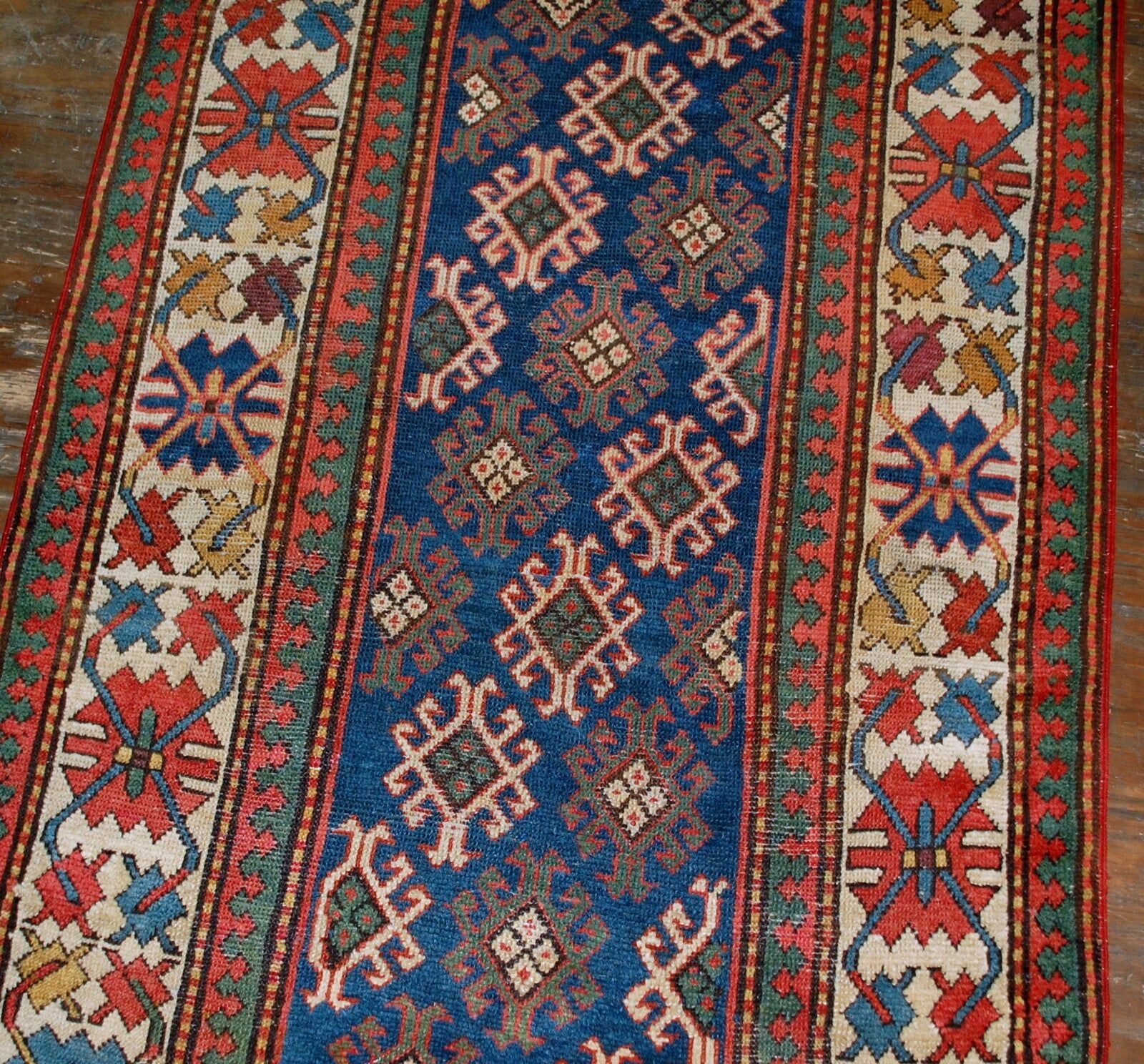 Handmade antique Armenian Gandzak rug 97cm x 244cm 1880s