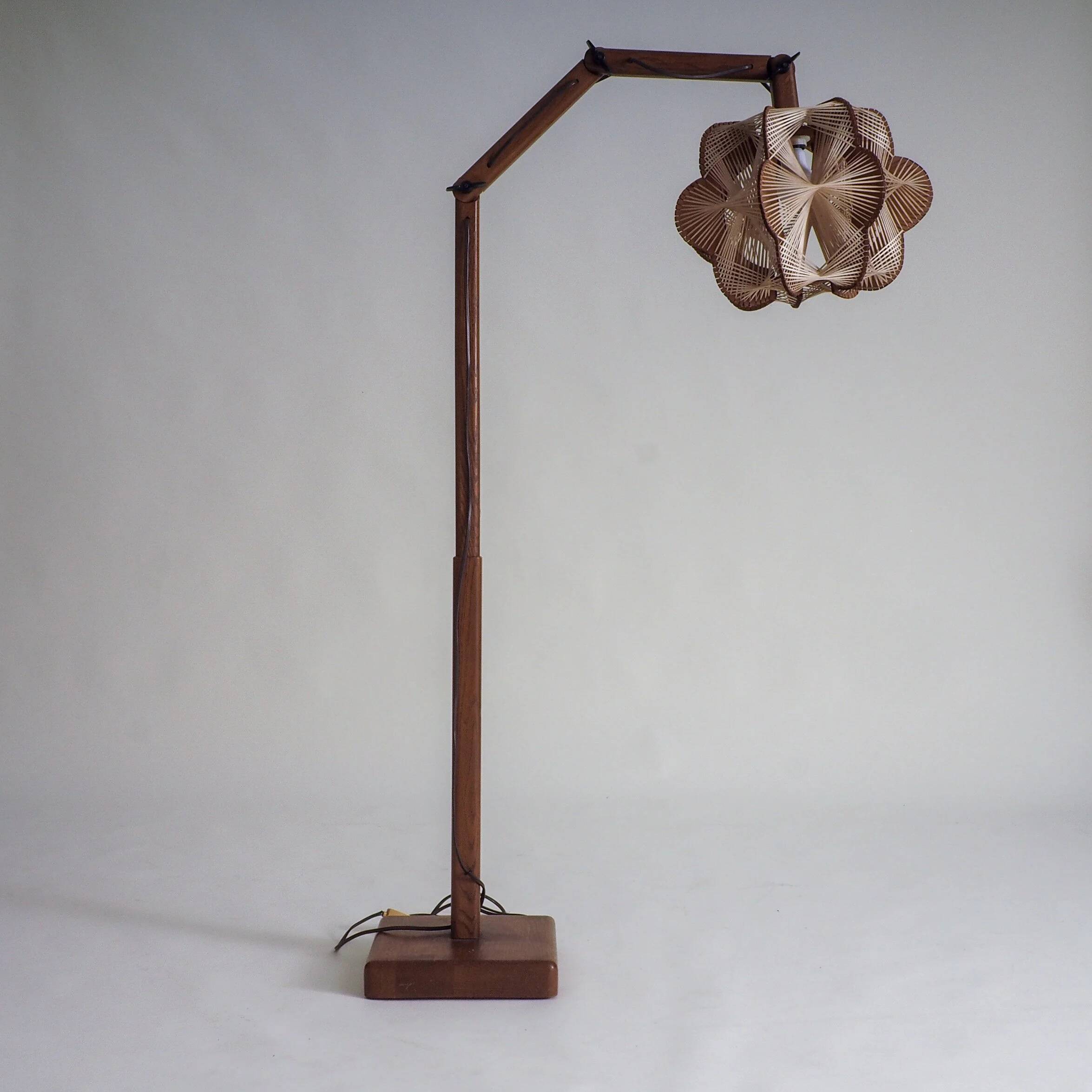 Vintage Danish floor lamp with woven shade