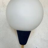 Pair of vintage brass and opaline wall sconces