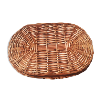 Vintage braided wicker tray