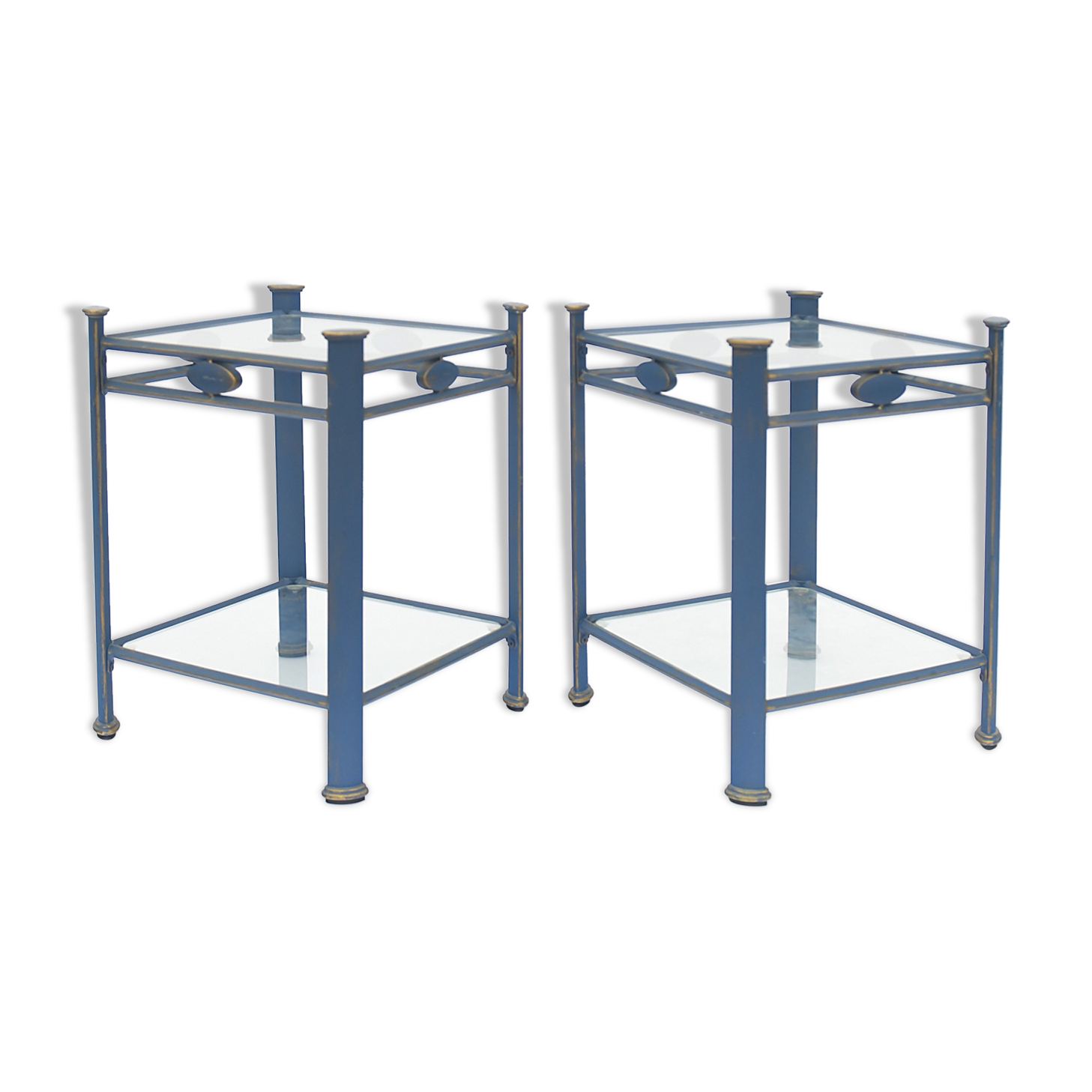 Paire de table de nuit en métal