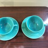 Duo petit déjeuner vintage céramique verte
