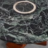Art Deco Oak and Green Marble Coffee Table, France, 1920