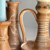 3 vintage handcrafted pottery candle holders