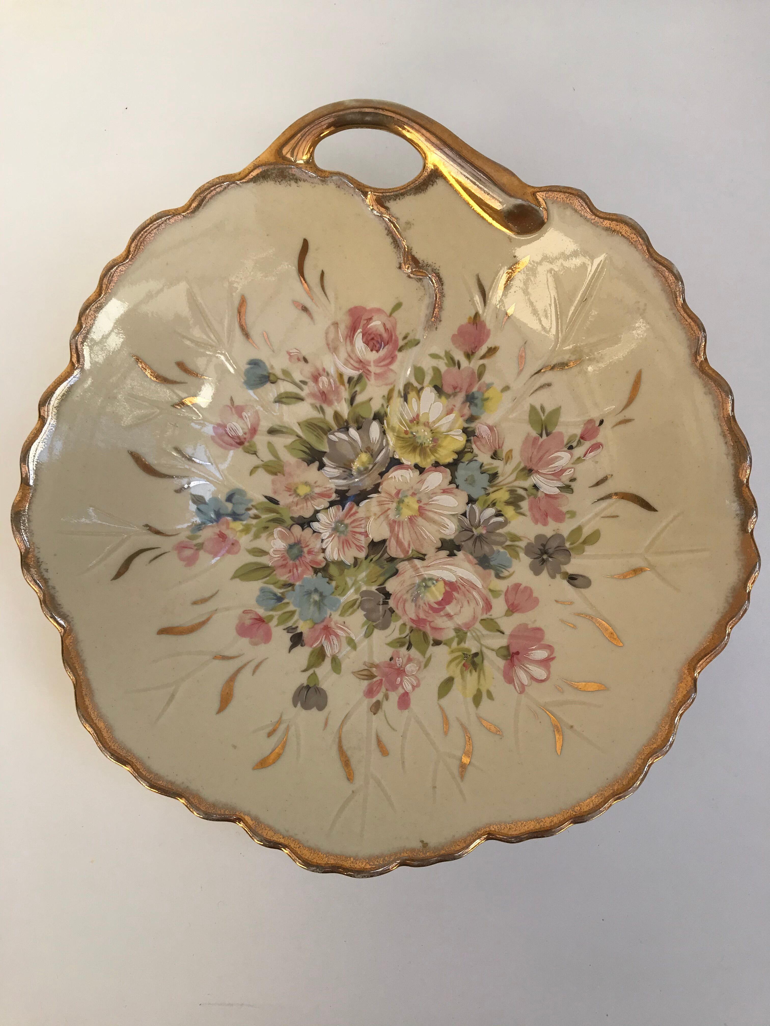 Vintage porcelain and enamel fruit bowl