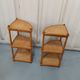 Pair corner shelves bamboo and braided rattan angle bedside tables shelf