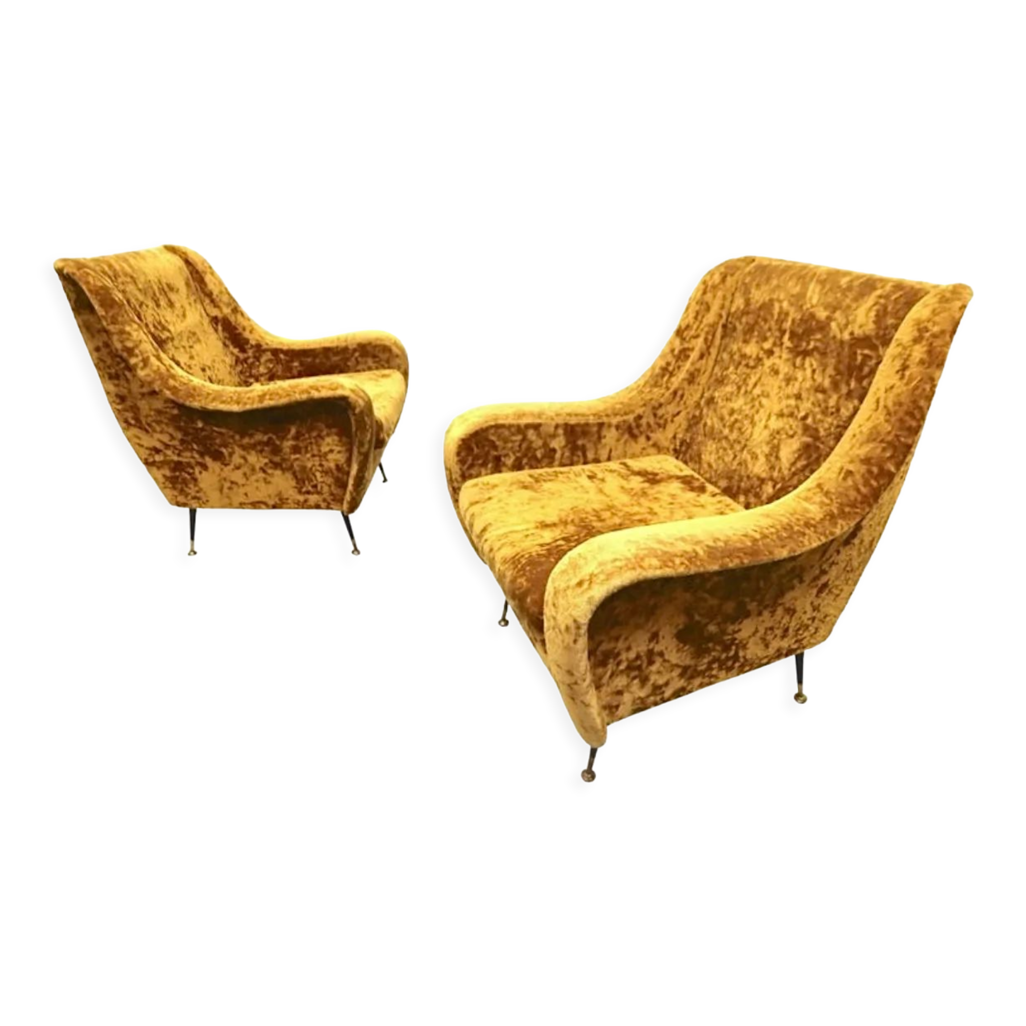 Pair set of 2 armchairs, italy 1950s