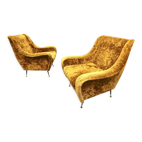 Paire de 2 fauteuils, Italie Années 1950