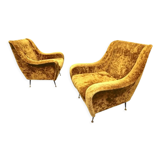 Pair set of 2 armchairs, italy 1950s