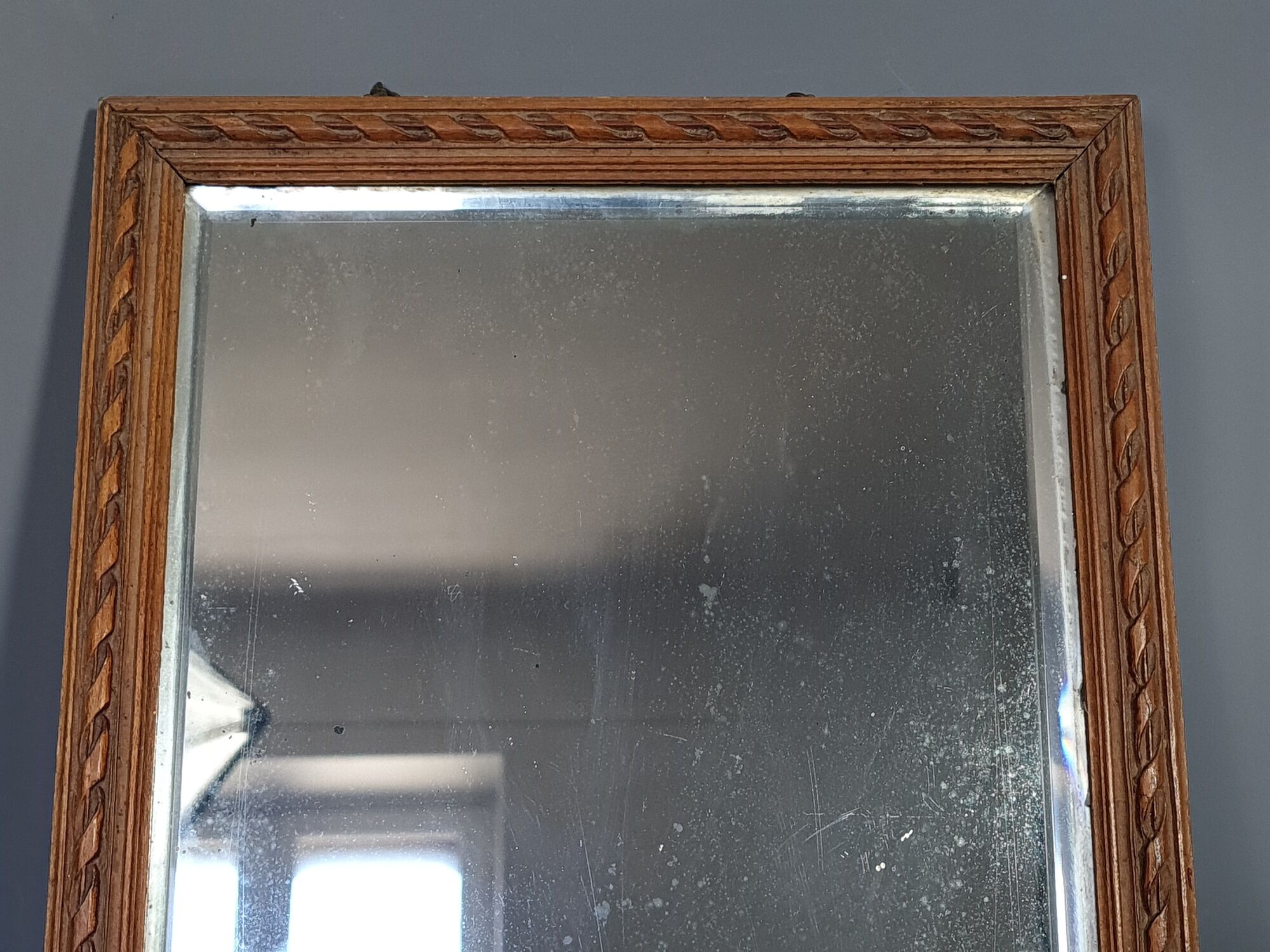 Old louis XVI style mirror carved wood, beveled ice 31x25 cm SB