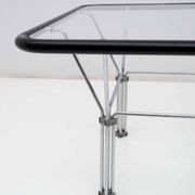 Table basse post-moderne en cristal et acier, attribuée à Niels Bendtsen, années 1970