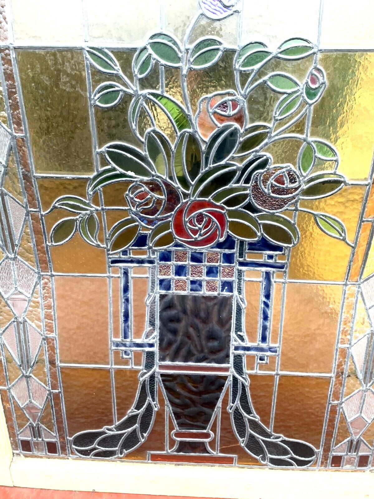 20th century Art Deco stained glass panel