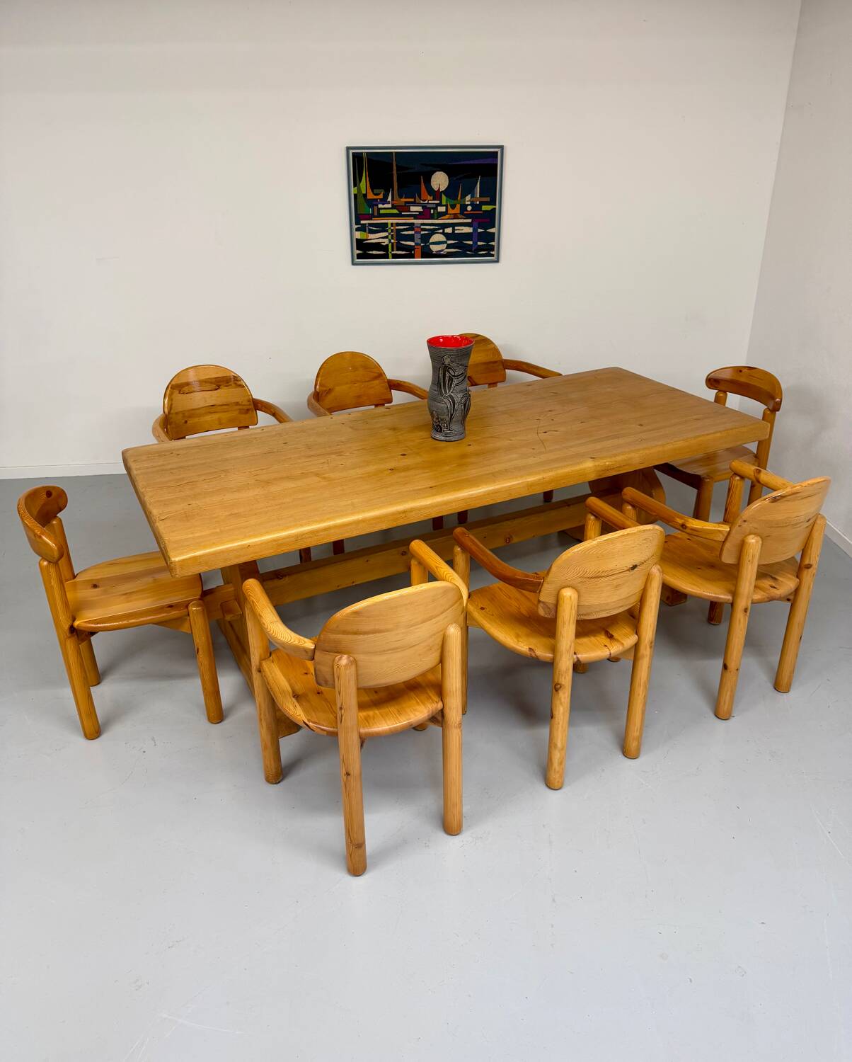 Vintage XXL farmhouse monastery pine table from the 1960s.