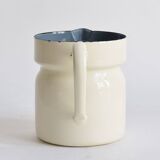 Vintage enameled sheet metal milk jug with lid f