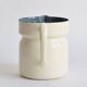 Vintage enameled sheet metal milk jug with lid f
