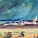 T. brice - oil on panel "breton landscape under a stormy sky" 19th century
