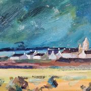 T. brice - oil on panel "breton landscape under a stormy sky" 19th century