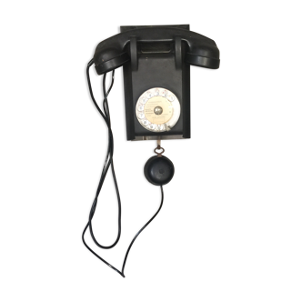 black bakelite wall phone