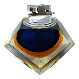 1960s Stunning Blue Table Lighter in Murano Sommerso Glass By Flavio Poli f