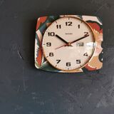 Vintage rectangular silent wall clock "Bayard terracotta green"
