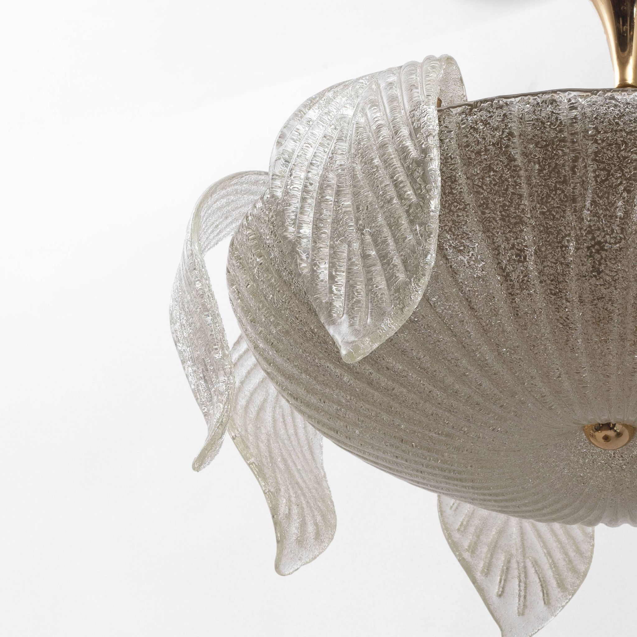 Vistosi Mid-Century Modern Italian Murano Glass and Brass Chandelier, 1960