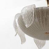 Vistosi Mid-Century Modern Italian Murano Glass and Brass Chandelier, 1960