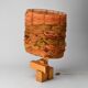 Sculptural table lamp in solid pine, France, circa 1970.