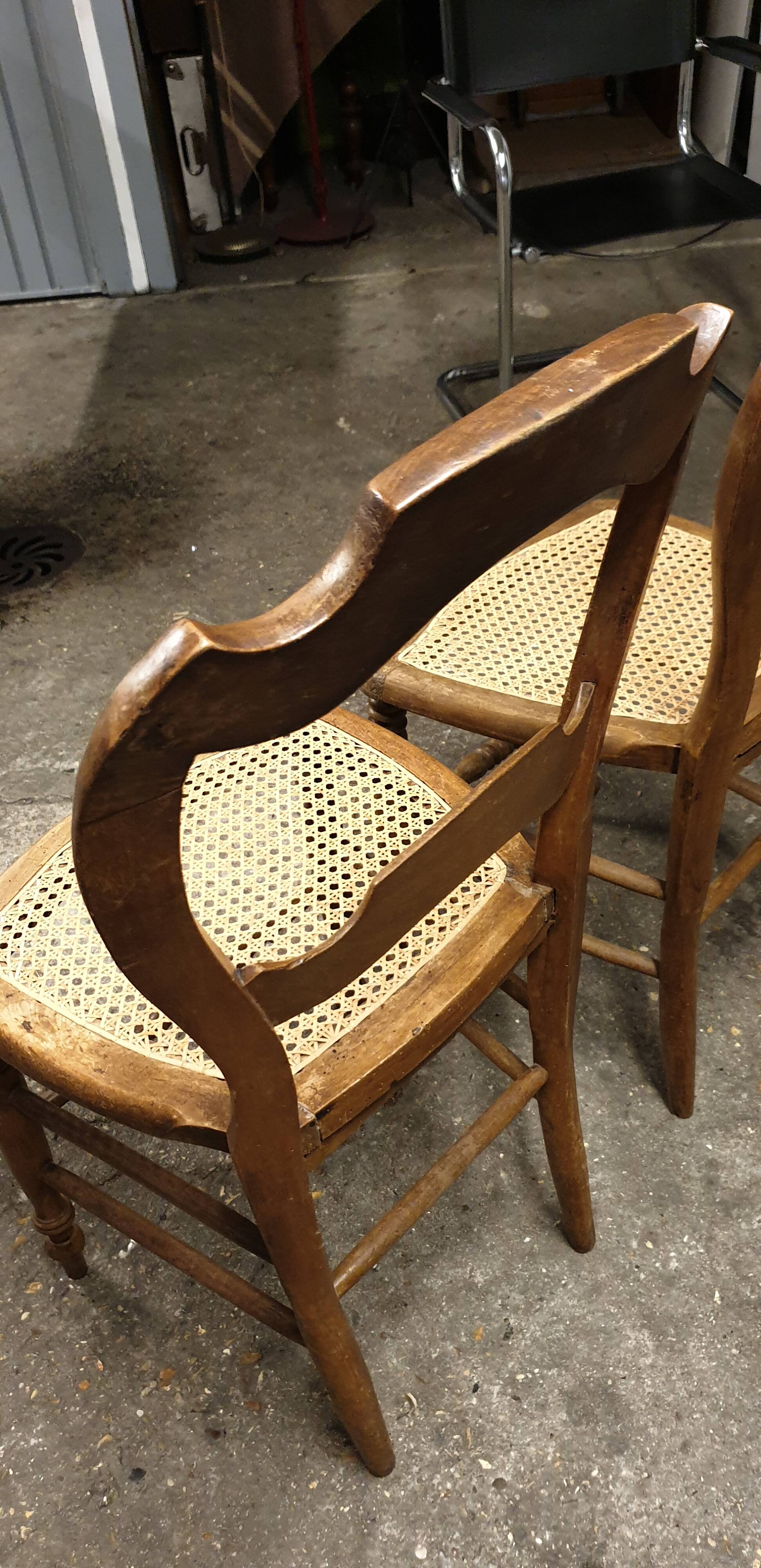Pair of Louis Philippe walnut/Canage chairs