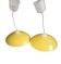 Pair of yellow lacquered metal pendant lights