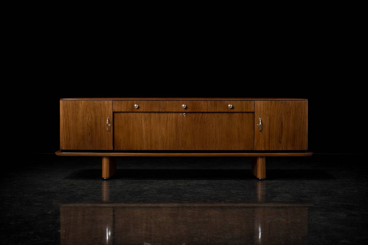 Vintage Rare Large French Art Deco Walnut Sideboard, 1920s