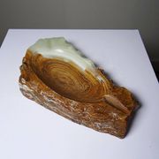 Brutalist vintage green onyx ashtray, 1950s-70s, Italy.