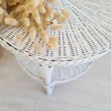 Table basse ancienne en rotin blanc