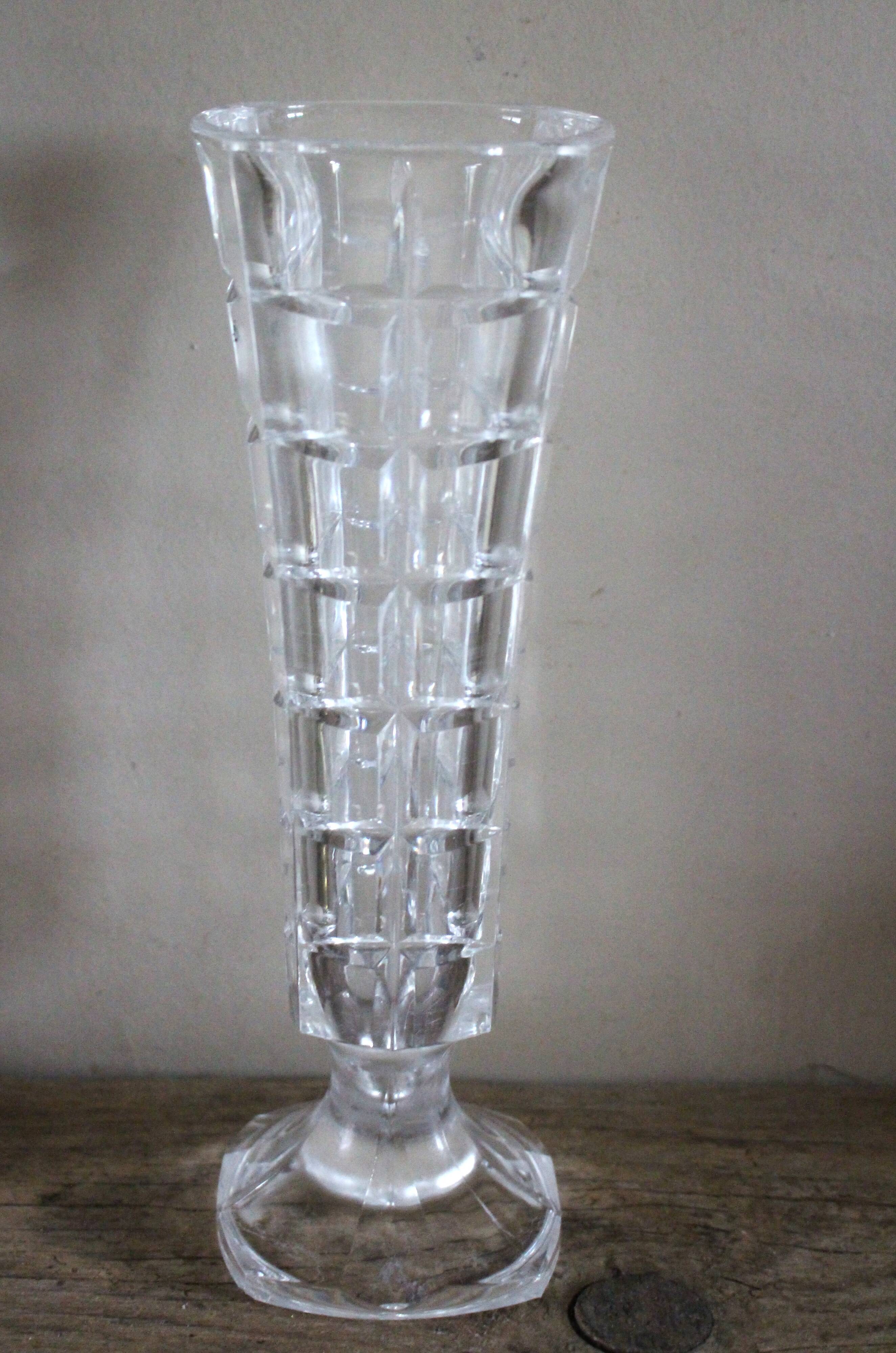 Vintage cut glass pedestal vase
