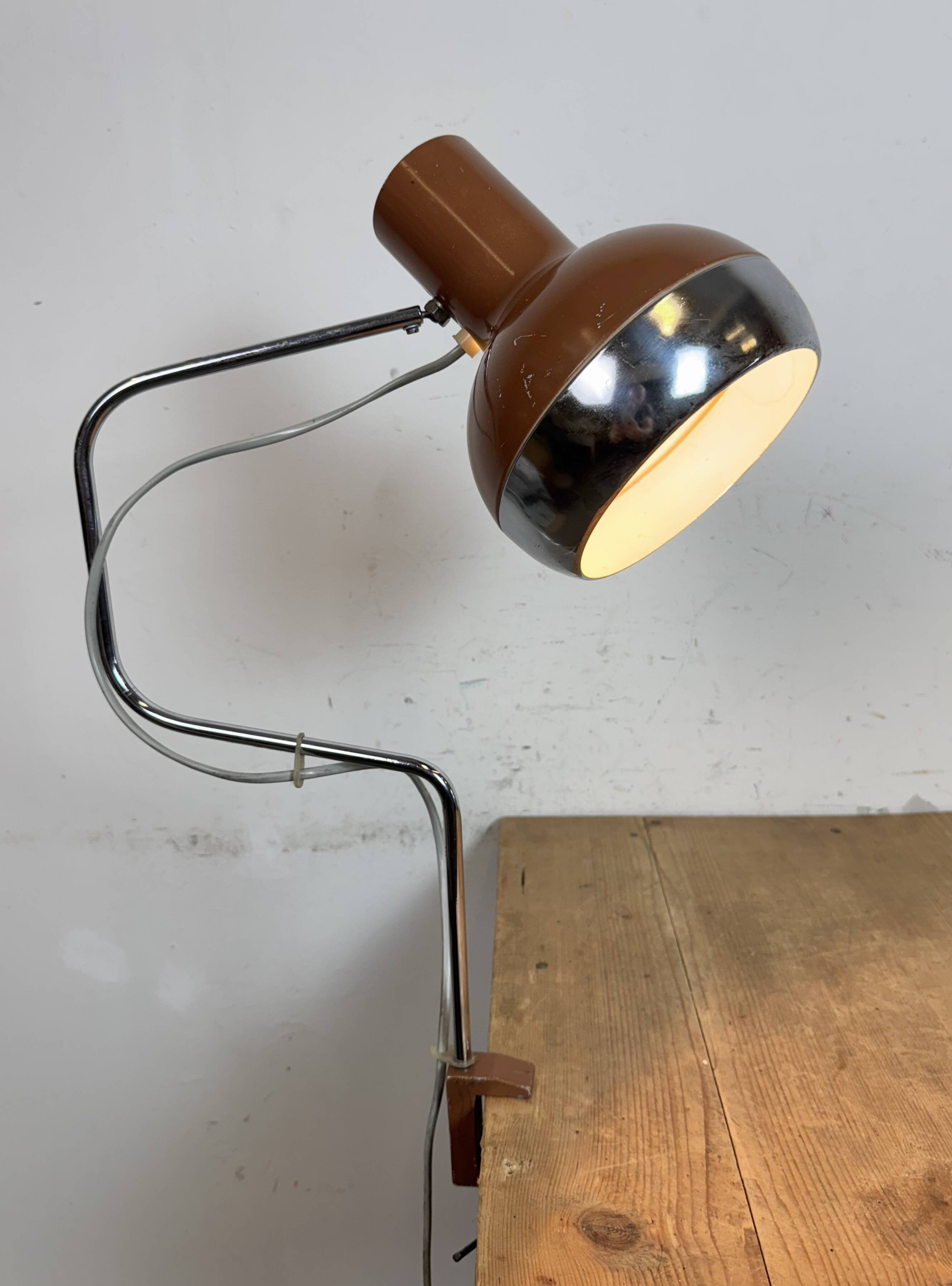 Lampe de bureau industrielle marron, années 1970