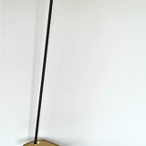 Mid-century tripod floor lamp with perforated metal shelf