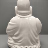 Seated Buddha lamp base ~ glazed and gold white ceramic ~ 80s