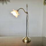 Art Nouveau jeweler's lamp in bronze and glass paste tulip