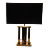Lampe années 70s laiton doré abat-jour noir neuf dans le style de Willy Rizzo / Roméo Rega
