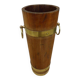 Victorian style barrel umbrella stand, solid oak, curved with 3 bands and gr.