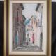 Street landscape - oil on canvas, framed and signed (to be deciphered)
